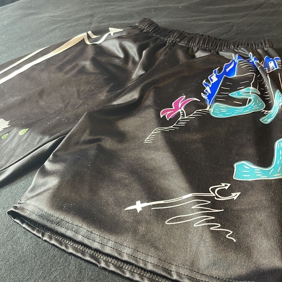 Black Graphic Letter Boy Shorts - Picture 2 of 3